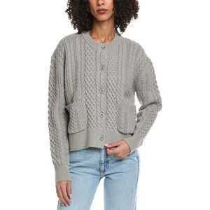 Reveriee Womens Cable Knit Cardigan, Grey